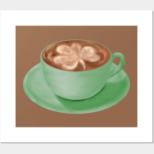 St. Patrick's Day Shamrock Cappuccino Art Posters and Art